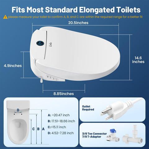 Lxlu Bidet Seat night light guides safe access in the dark.