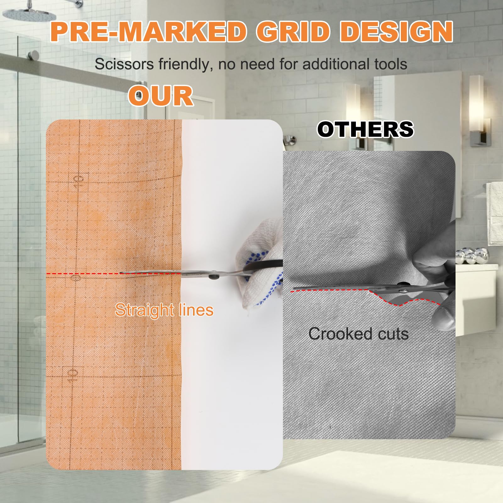LXVOOEE easy-cut grid lines allow quick sizing with scissors.