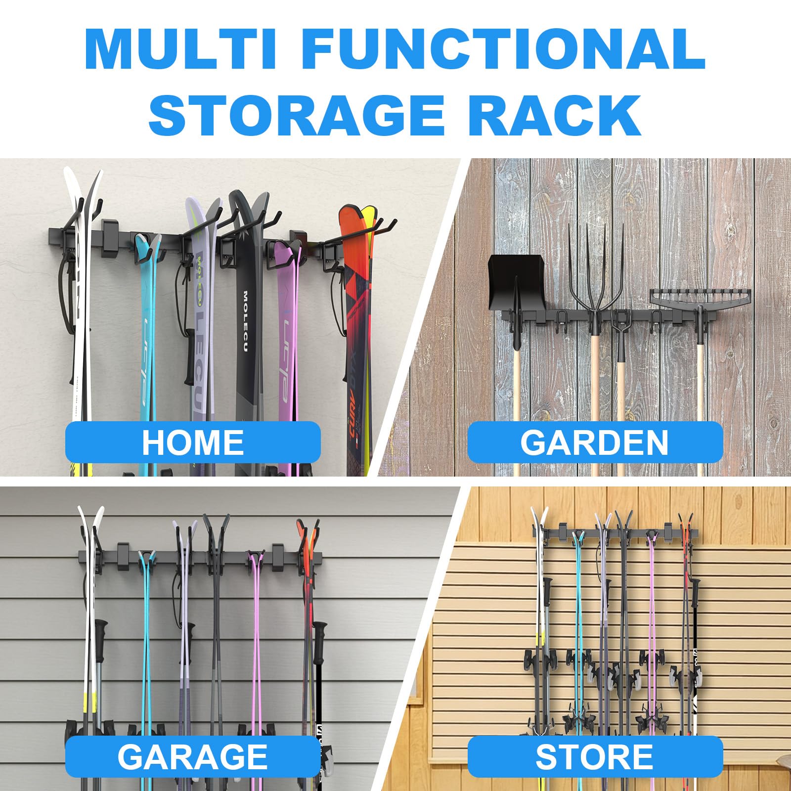 LXVOOEE wall mounted snow gear rack ideal for home or garage displays