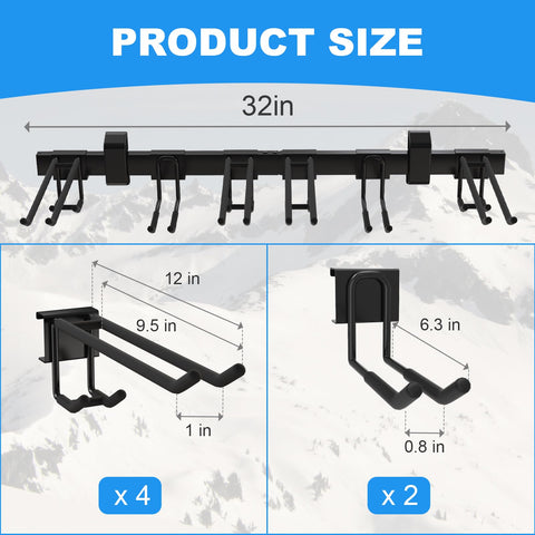 LXVOOEE movable hooks on ski rack adapt to different gear securely