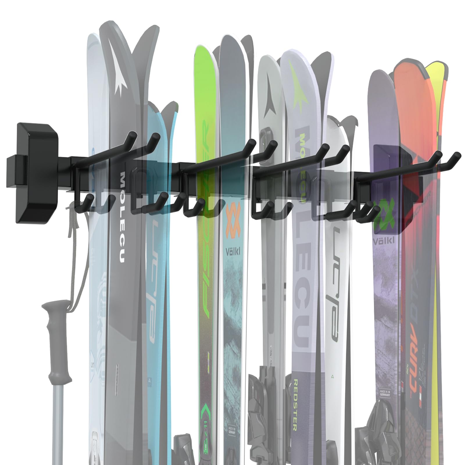 LXVOOEE ski rack wall mount with 10-pair capacity for tidy garage storage