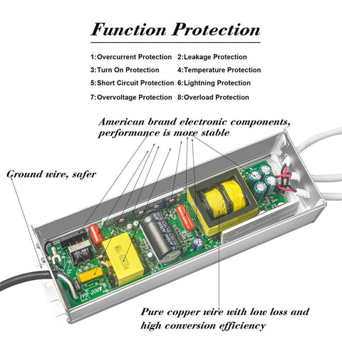 LY LIU YUN LED Driver 300W with 3.3 ft cable facilitates quick outdoor installation