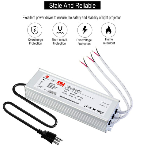 LY LIU YUN LED Driver 300W side view showing rugged aluminum housing for heat dissipation