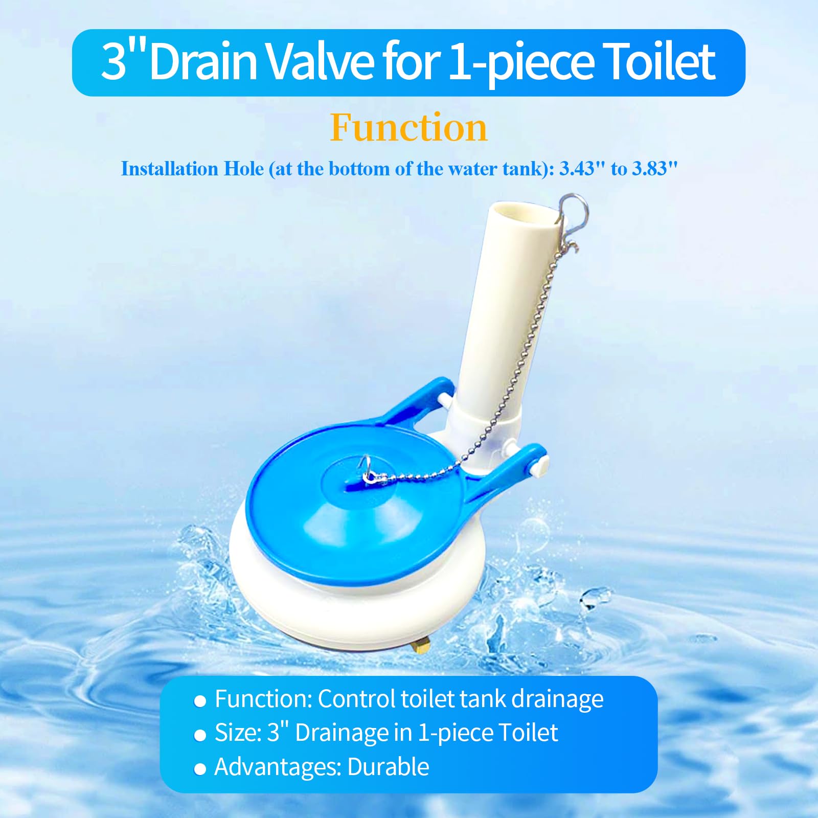 Lychee Light flapper and chain for 3-inch valve enabling reliable performance.