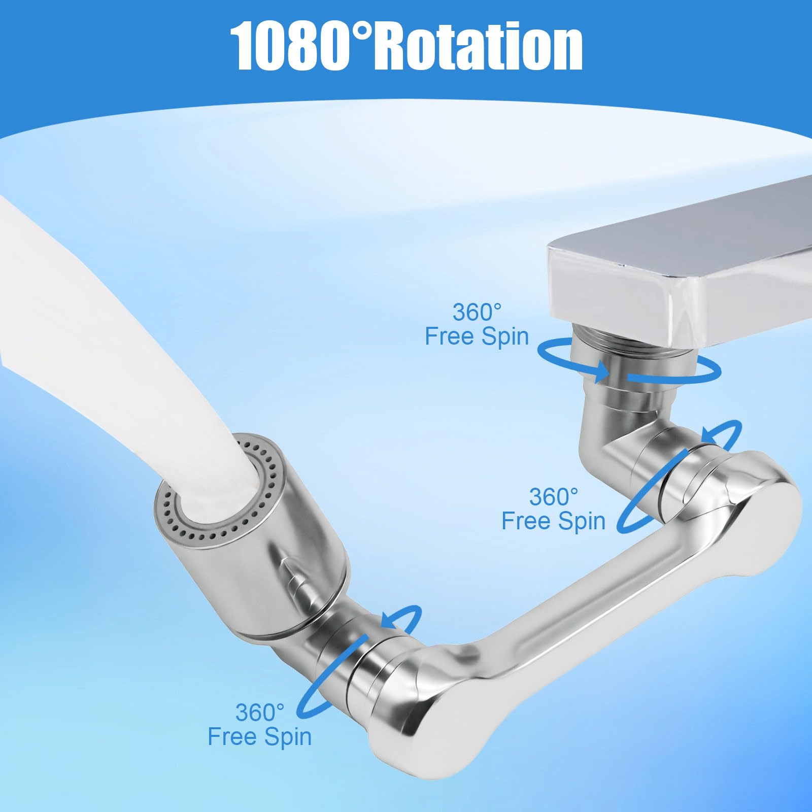 Lychee Light rotatable robotic arm enables flexible use in kitchen or bathroom.