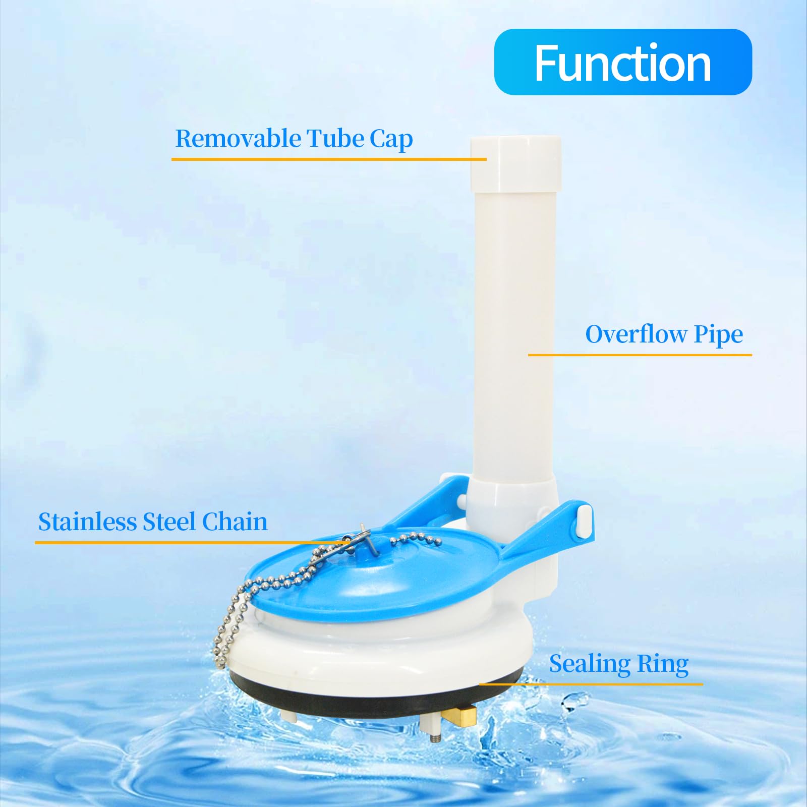 Lychee Light universal-fit 3-inch toilet valve for easy replacement.