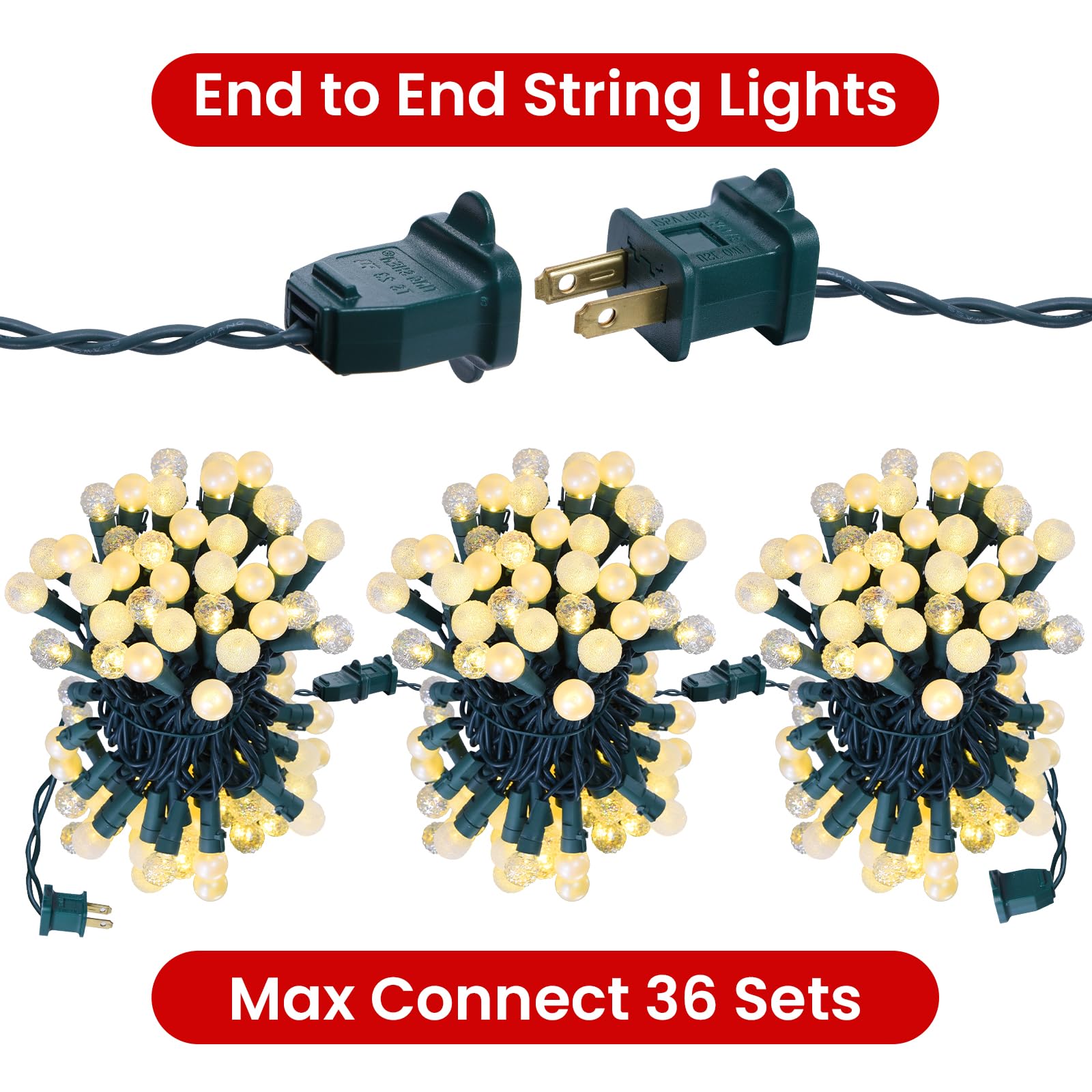 Lycklig Globe String Lights emit a warm 2300K glow.
