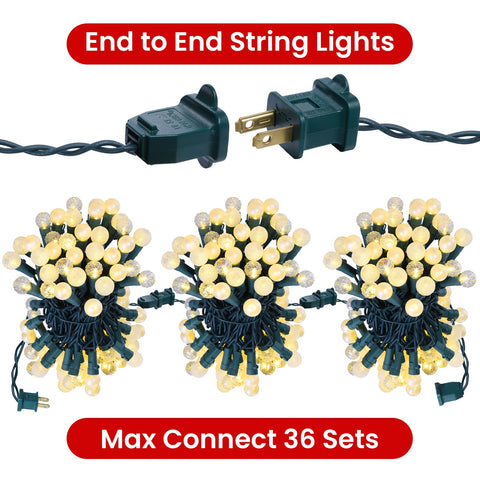 Lycklig Globe String Lights emit a warm 2300K glow.