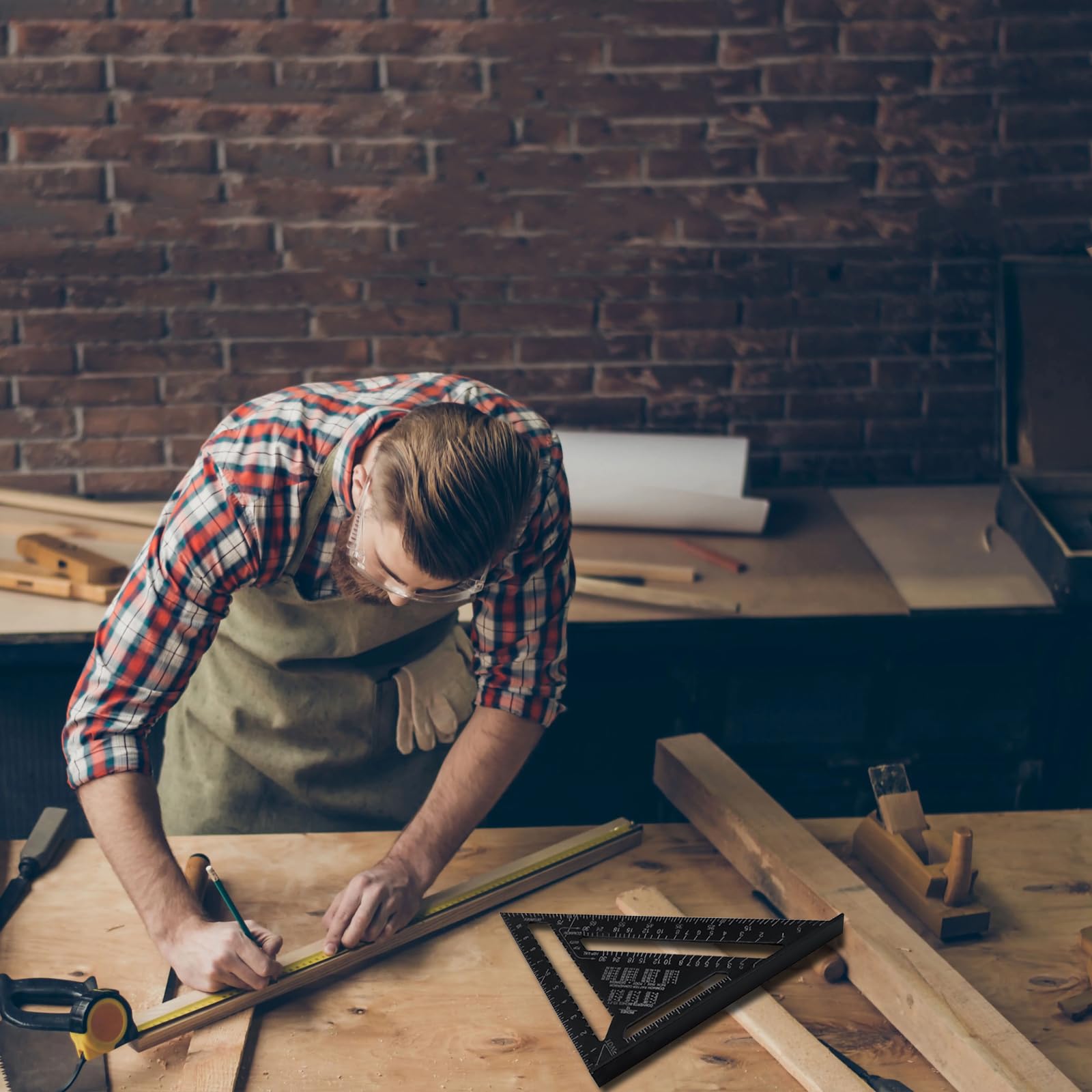LYHLYA framing square supports accurate layouts for woodworking projects.