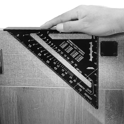 LYHLYA multi-function rafter square assists framing and trim tasks.
