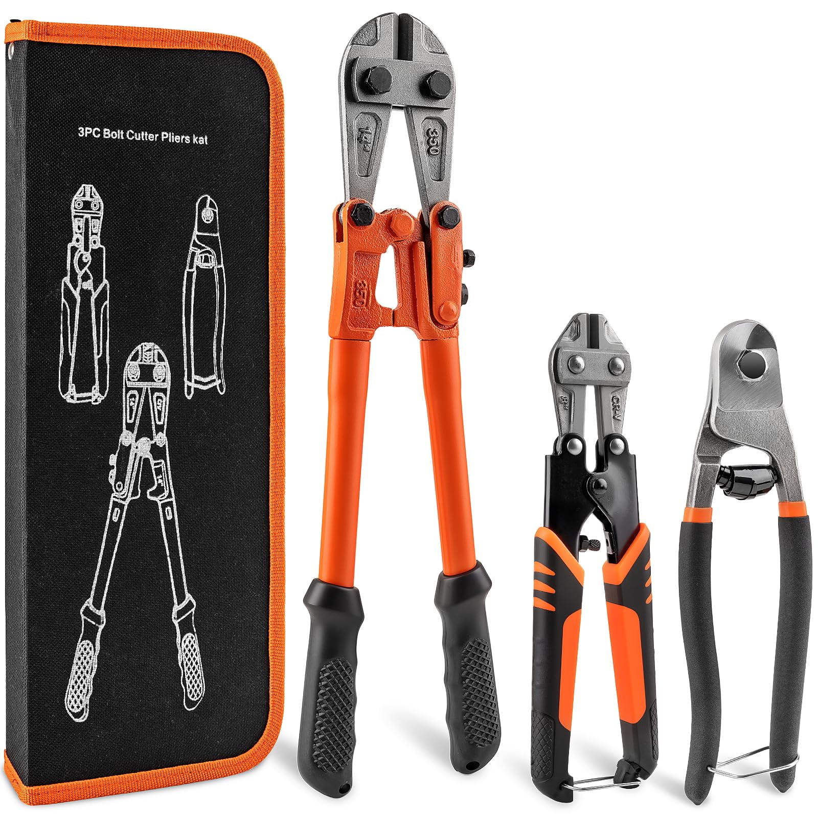 Lyhubmh 3-piece bolt cutter set in-use for heavy-duty metal cutting