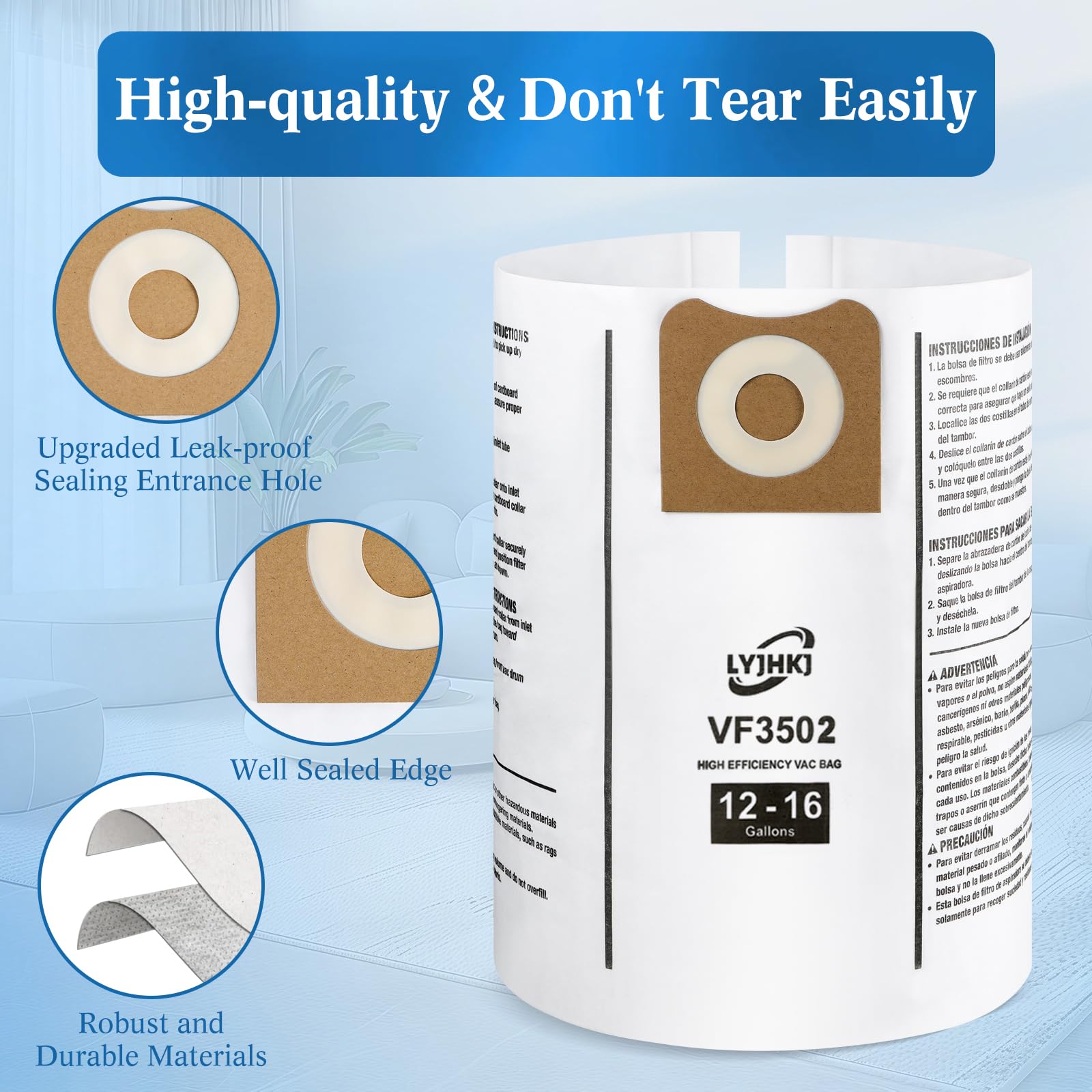 LYJHKJ VF3502 bags install quickly for faster, hassle-free replacements.