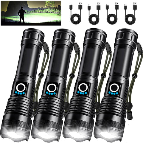 Lylting 4-pack flashlights front view, compact and portable for on-the-go lighting.