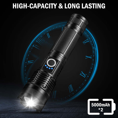 Lylting battery level display on the flashlight button.
