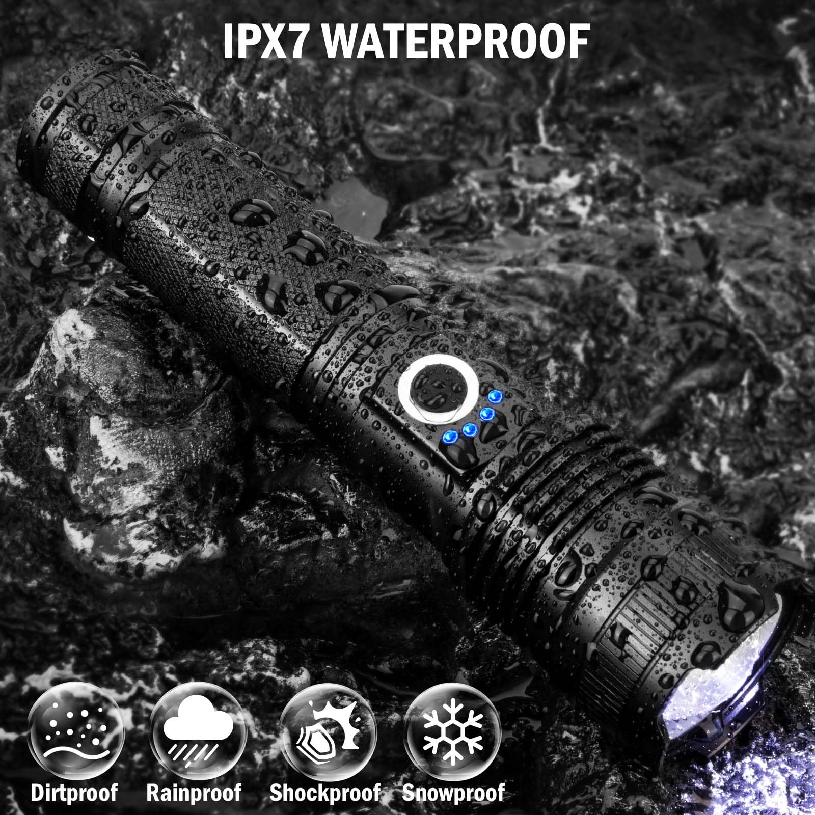 Lylting LED flashlight camping setup with included lanyard
