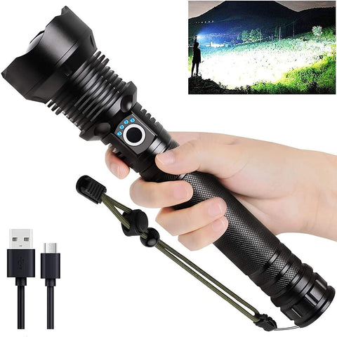 Lylting flashlight delivers 90k lumens for nighttime visibility on outdoor adventures.