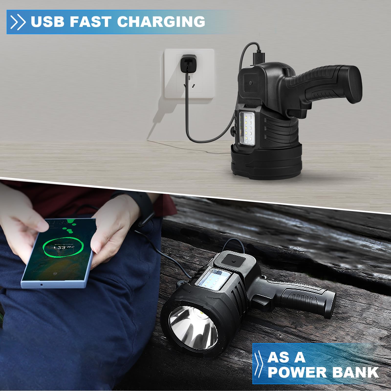 Lylting USB C fast charging doubles as a power bank for devices during trips.