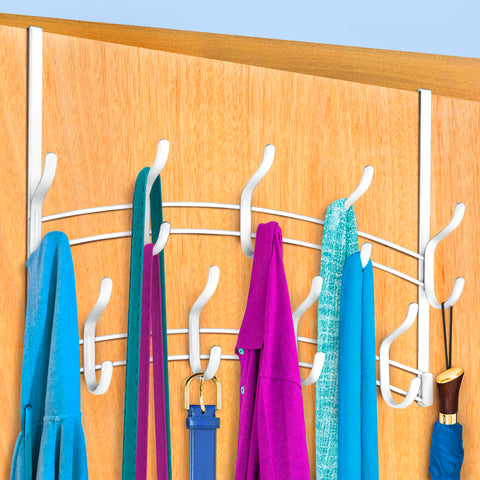 LYNK Professional Home 18-hook over-door rack displaying organized coats and accessories.
