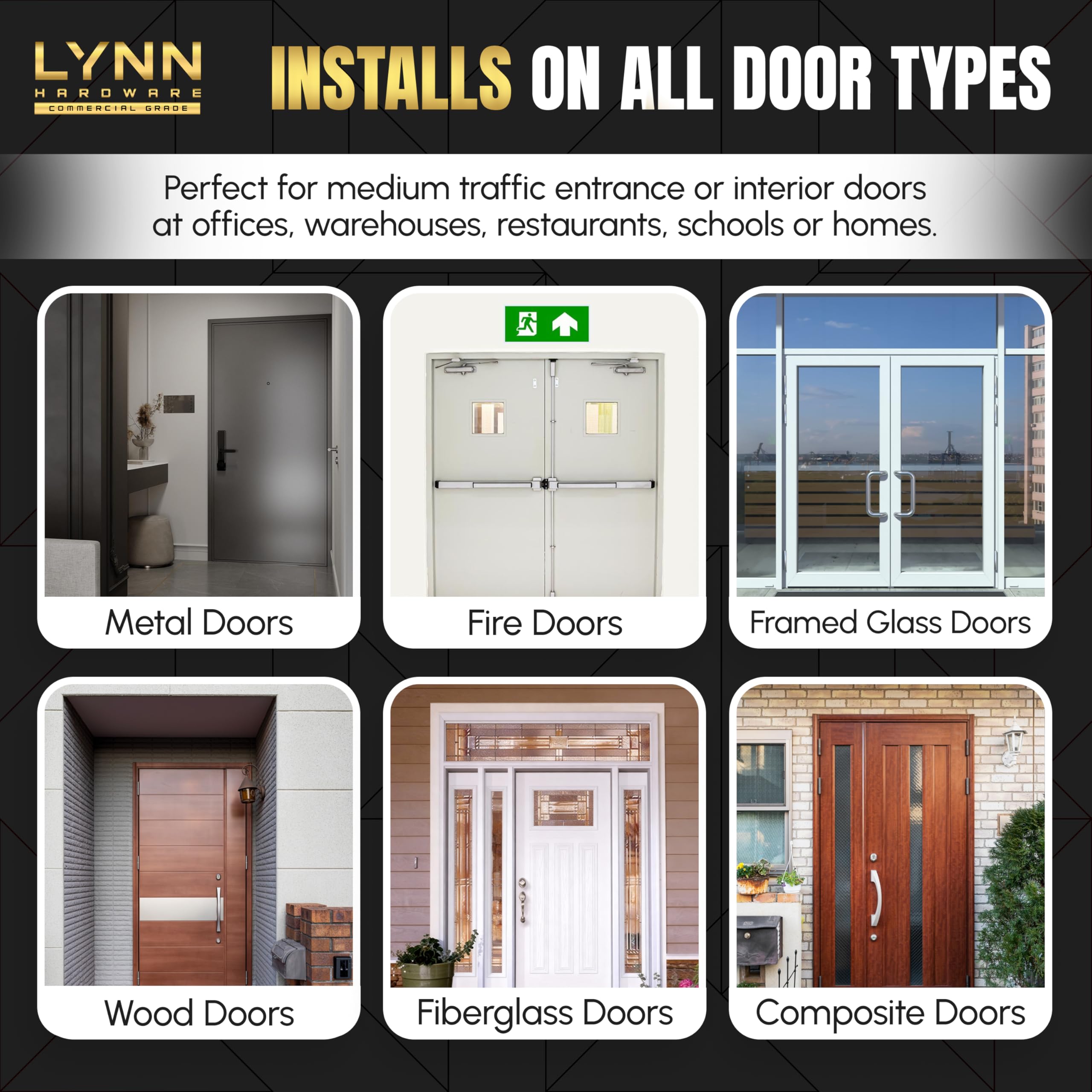 LYNN HARDWARE DC6003 side view highlights compact profile for versatile door installation