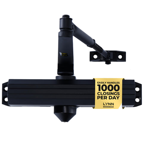 LYNN HARDWARE DC7016 front view in matte black highlighting durable commercial design