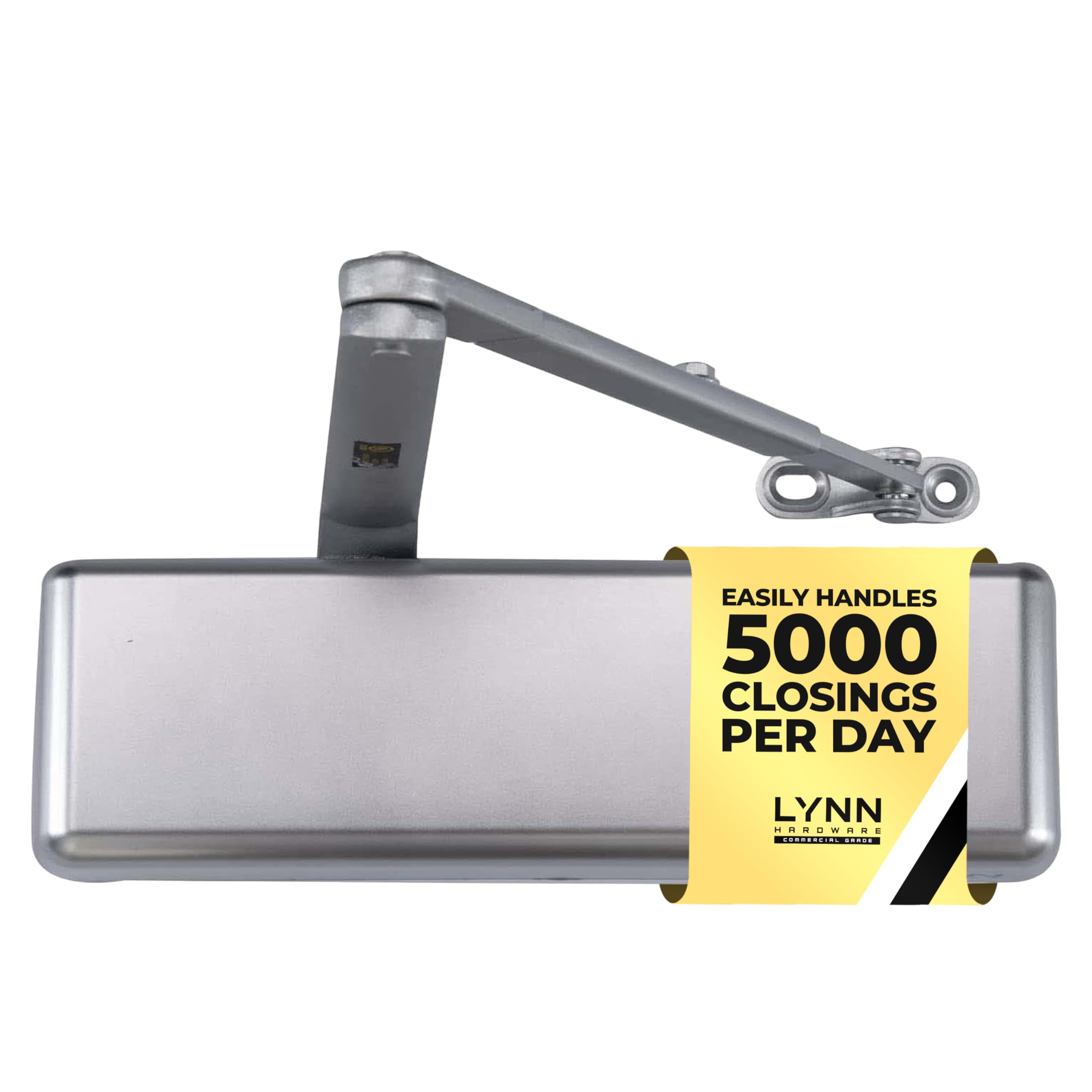 LYNN HARDWARE DC9016 closer body in silver, built for high-traffic commercial doors.