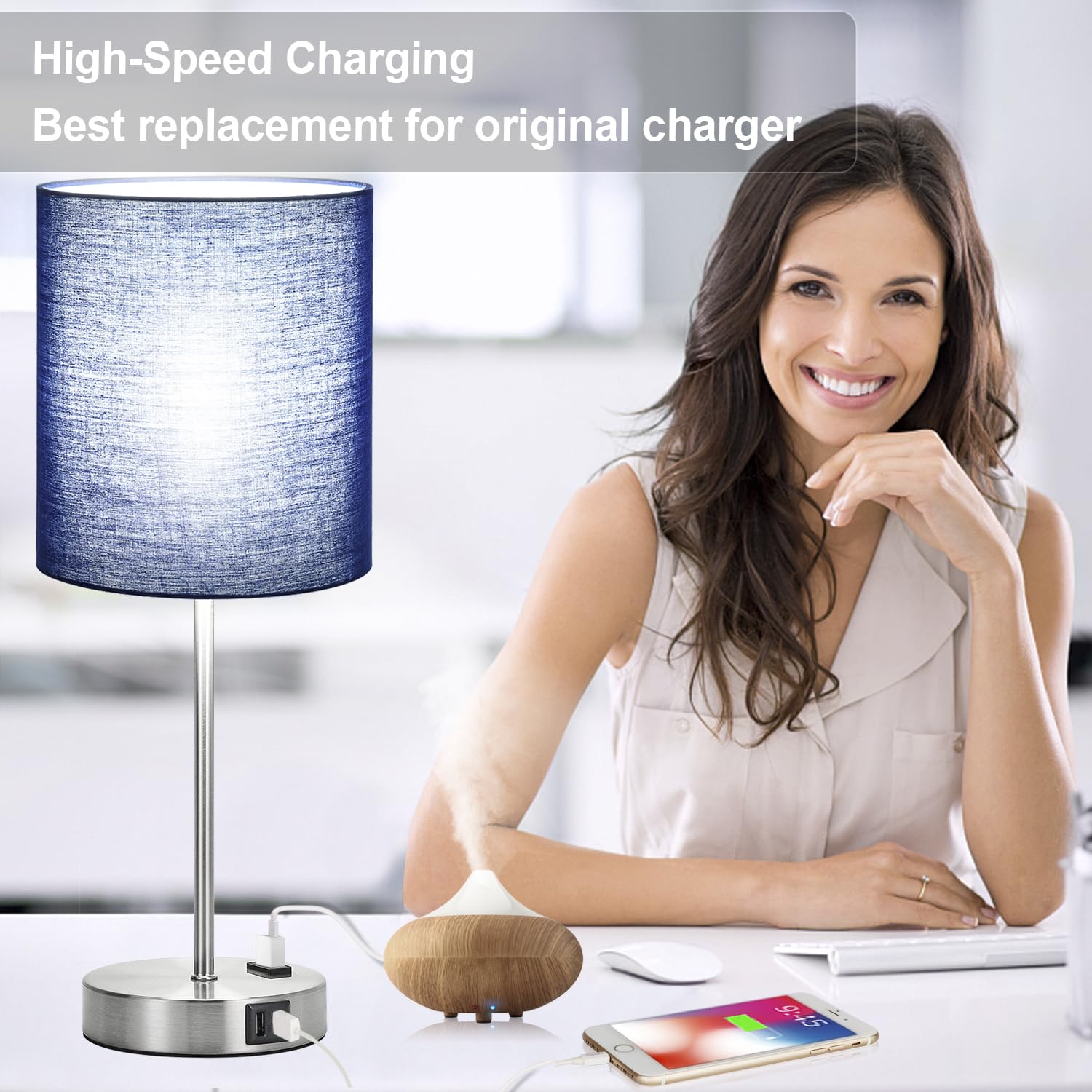 Lynnoland nightstand lamps suit bedrooms, living rooms, and nurseries.