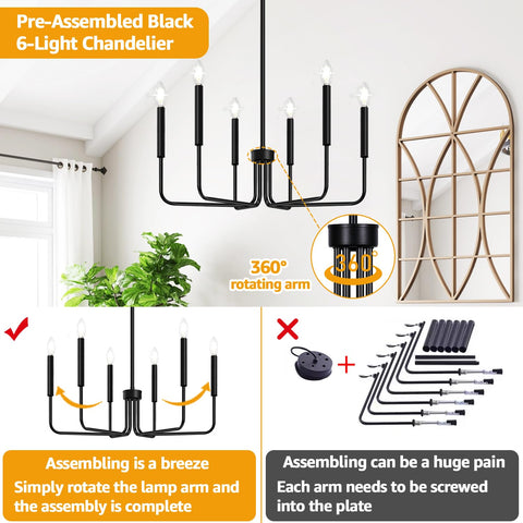 Lynnoland black chandelier provides welcoming glow for entryways.