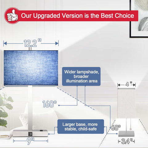 Lynnoland blue-shade table lamps enhance mood with warm, cozy illumination.