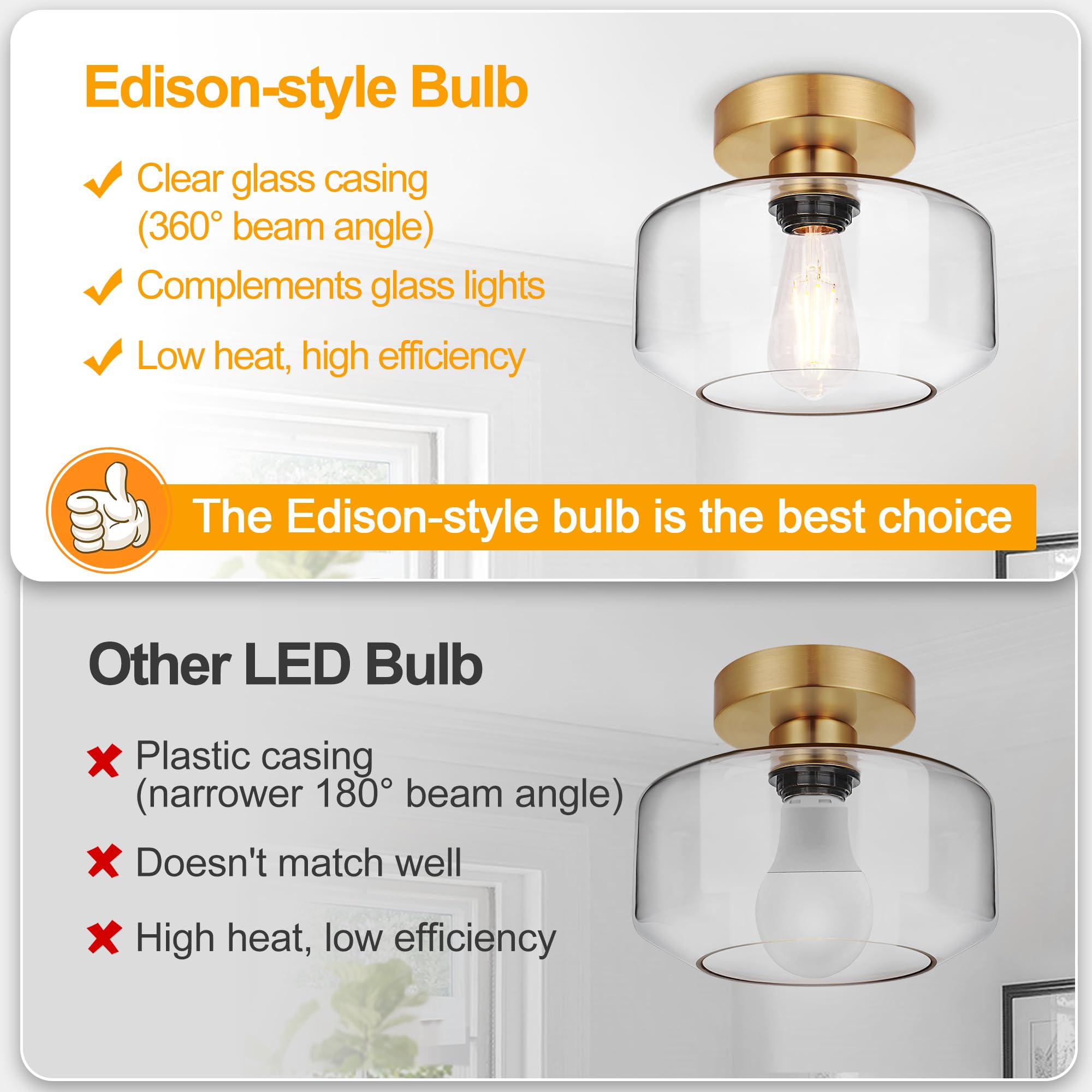Lynnoland 800lm LED bulb included for bright, energy-efficient light