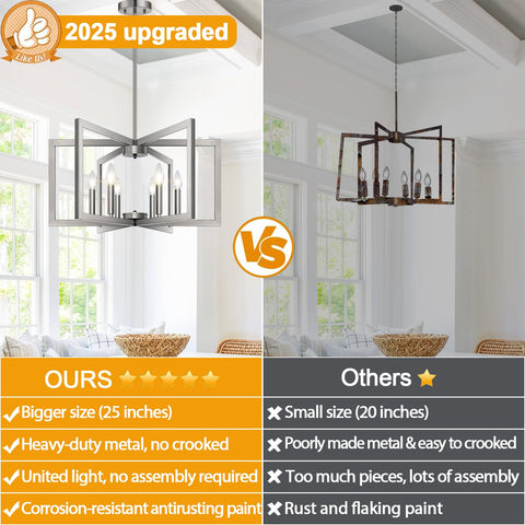 Lynnoland six-socket pendant supports LED or halogen bulbs for versatile lighting.