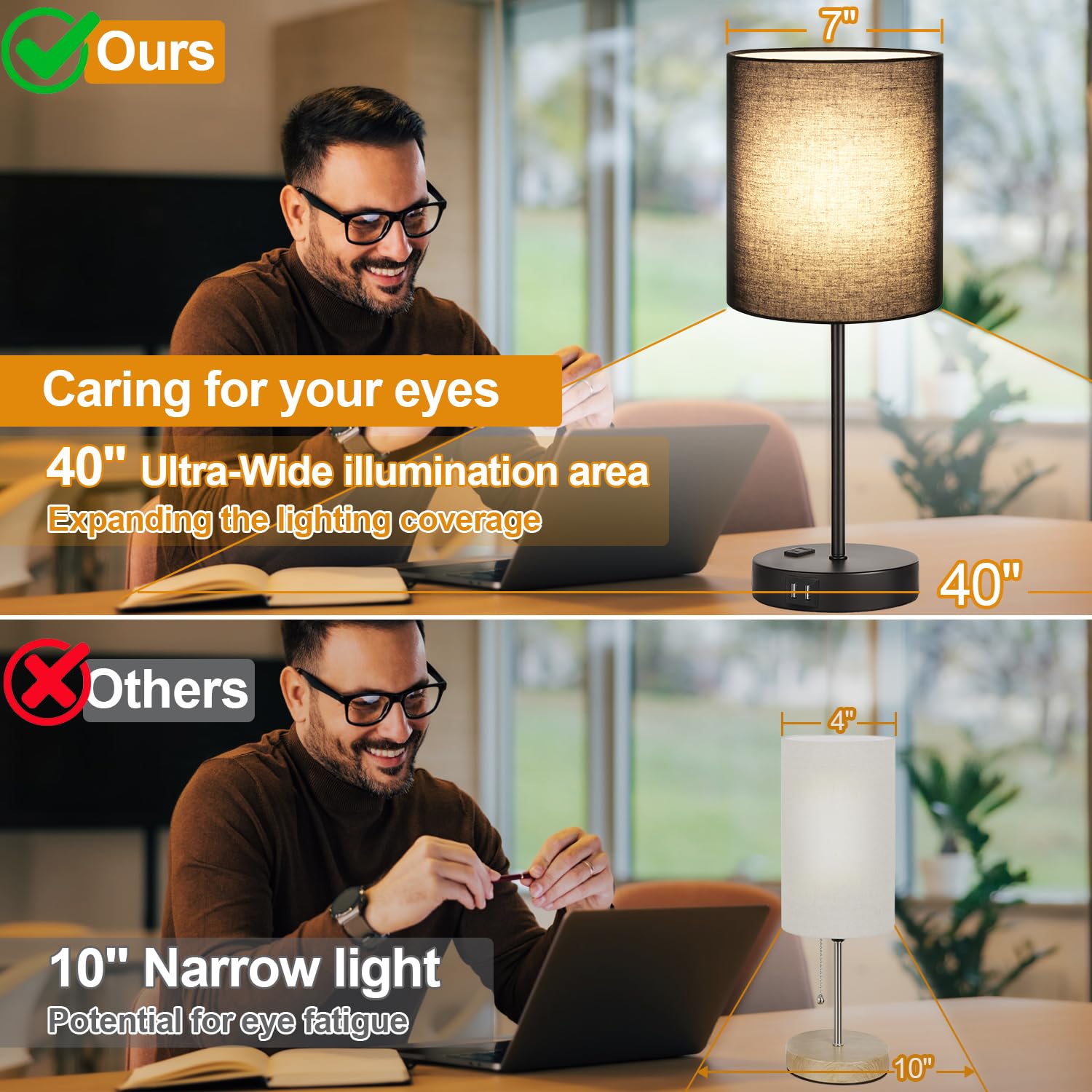 Lynnoland table lamp includes LED bulbs for immediate use.
