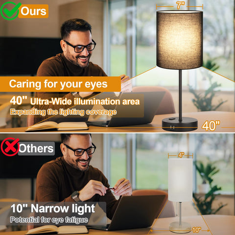 Lynnoland table lamp includes LED bulbs for immediate use.
