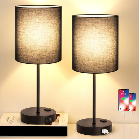 Lynnoland two-pack touch-control table lamps offer convenient bedside lighting.