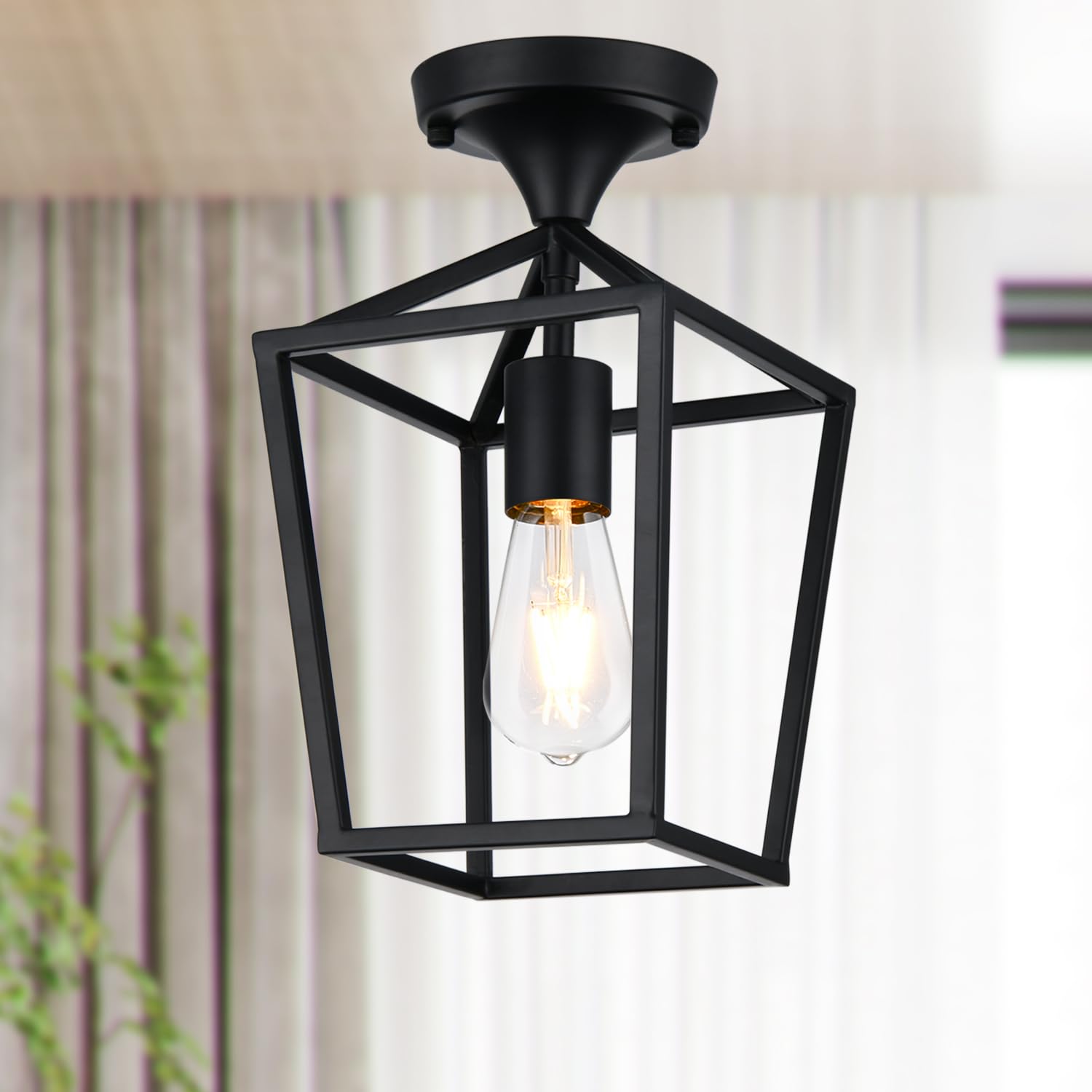 Lynnoland vintage semi-flush mount for dining rooms creates warm shadows and elegant ambience.