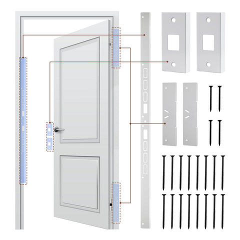 Lnytfee 46-inch jamb guard plate reinforces the door frame against impacts.