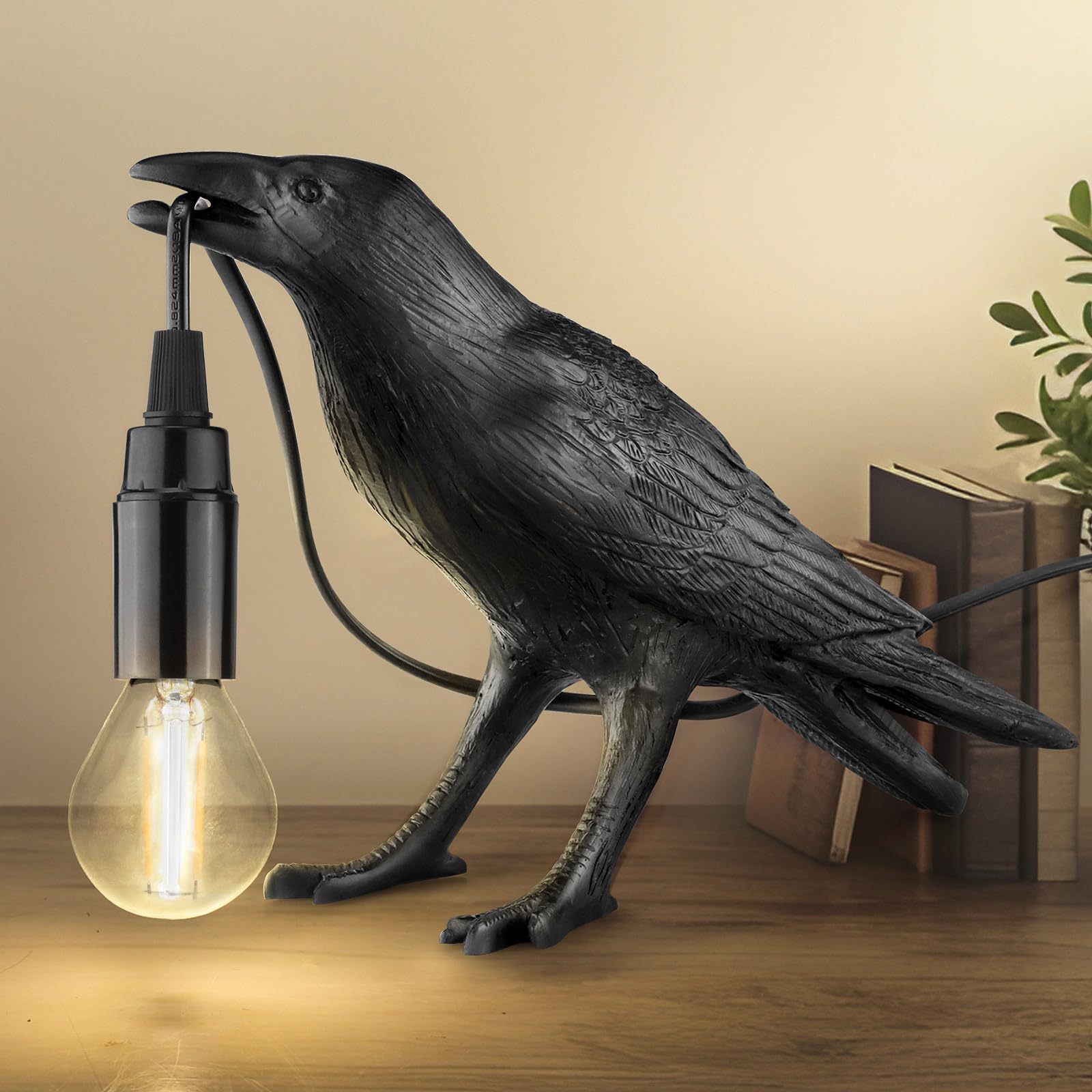 LYOOWNG Crow Table Lamp beside the bed provides relaxing night lighting