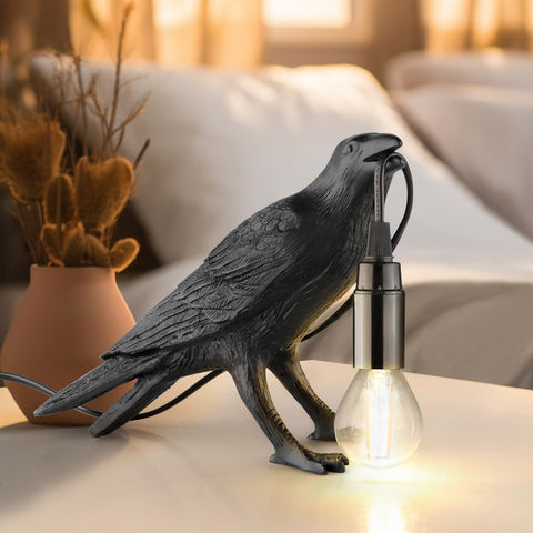 LYOOWNG Halloween Crow Lamp on table emits warm ambient light