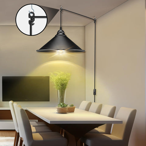 LYOOWNG plug-in pendant light, cord detail showing 13ft reach
