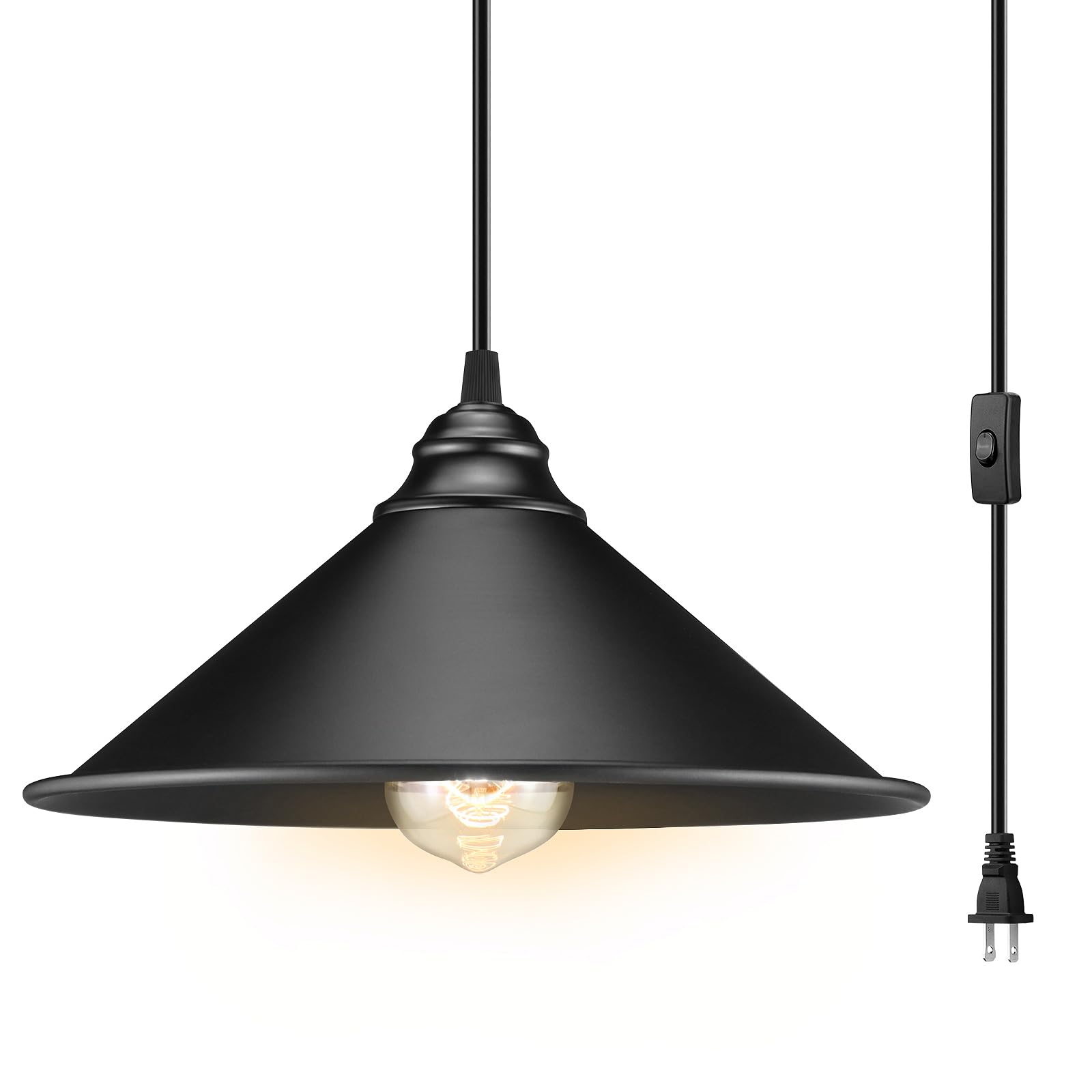 LYOOWNG plug-in pendant light, front view, bold industrial style for cozy spaces