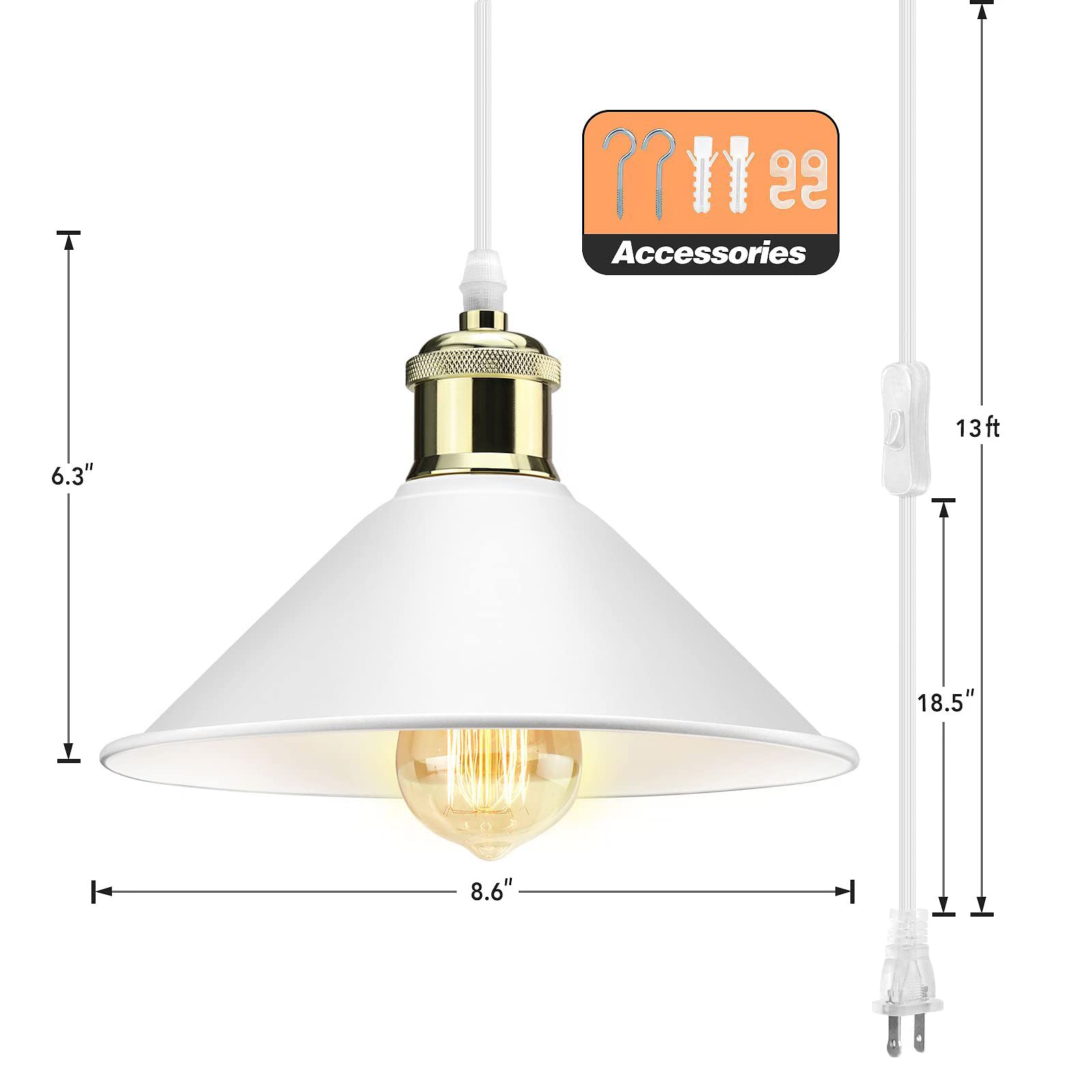 Big white LYOOWNG plug-in pendant light for ambient living room lighting