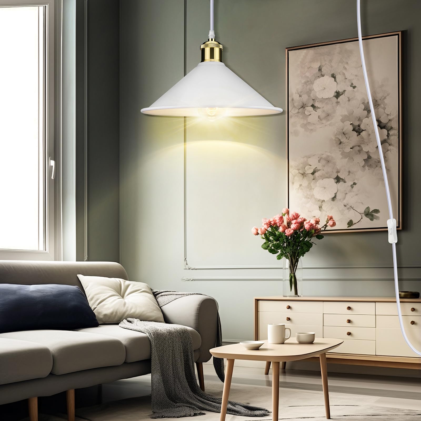 LYOOWNG plug-in pendant light highlights cozy ambience in kitchens or bedrooms.