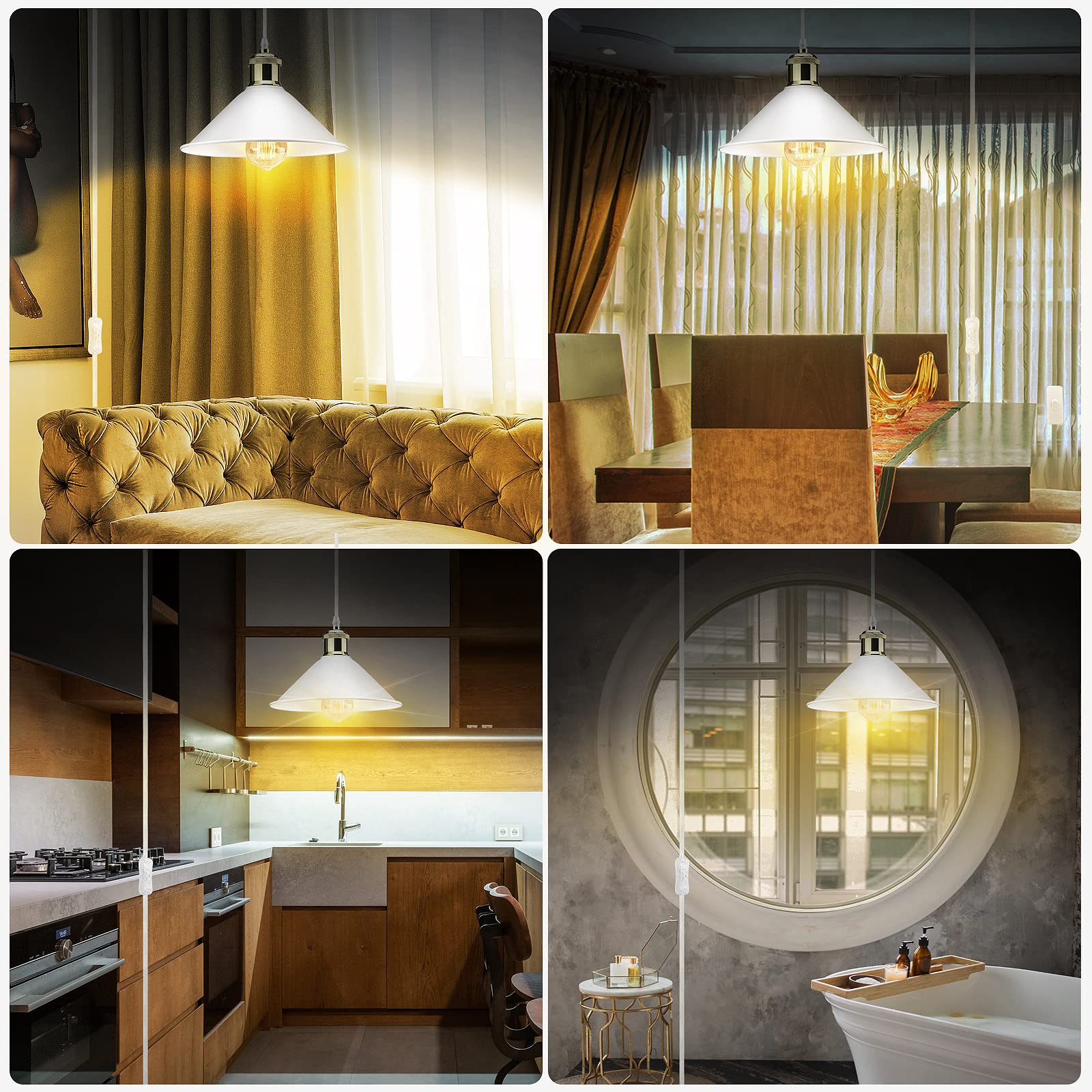 Small white LYOOWNG plug-in pendant light suitable for compact spaces