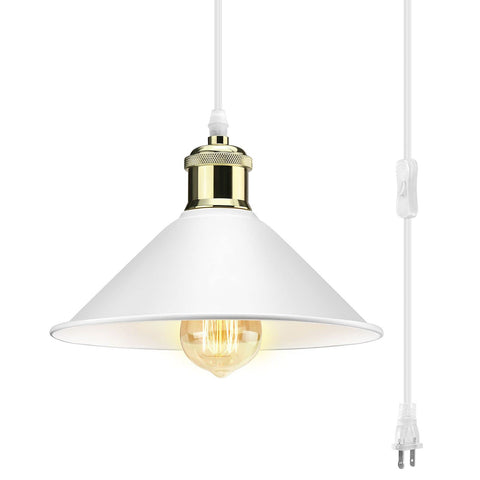 LYOOWNG white plug-in pendant light with long cord, ideal for hallways and bedrooms