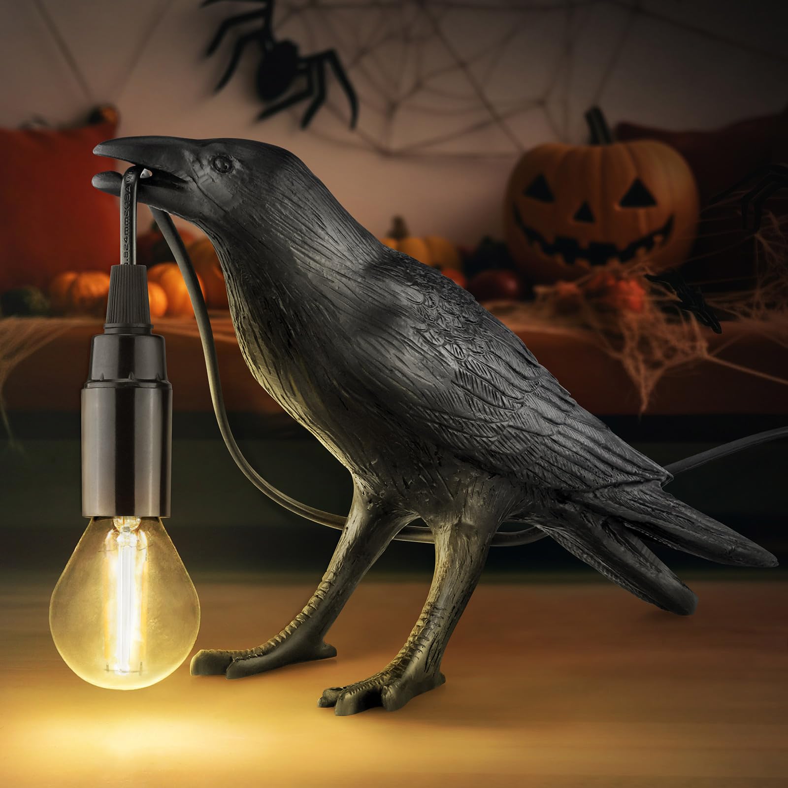 LYOOWNG Raven Table Lamp with bulb highlights gothic decor and mood