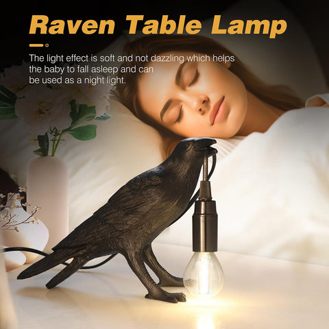 LYOOWNG Resin crow lamp brings character to shelves or desks