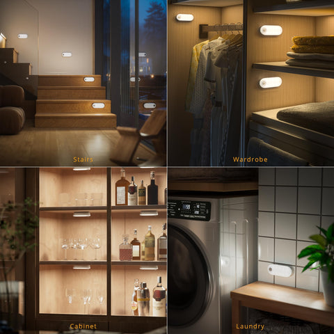 Lyridz 3-pack setup shown for wardrobes and kitchen lighting.