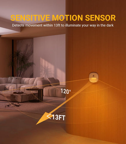 Lyridz amber glow night light with magnet back for easy cabinet placement.
