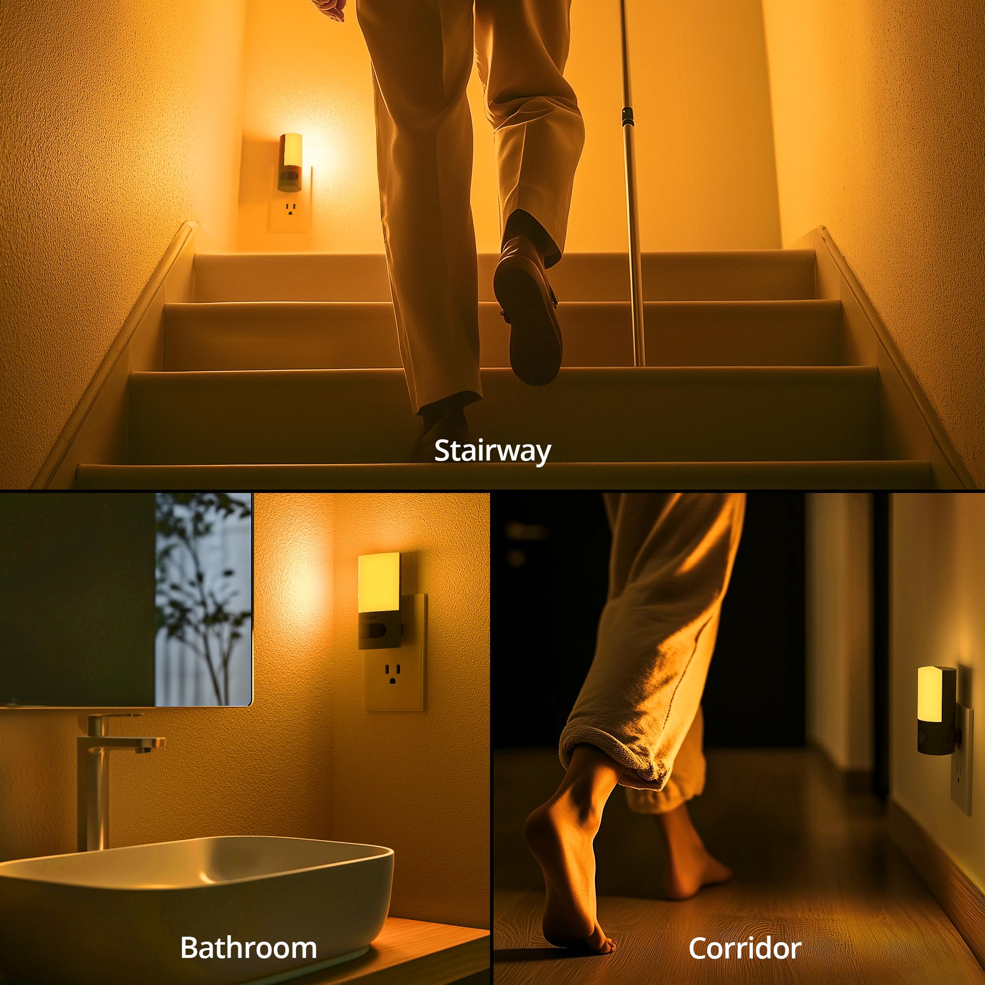 Lyridz amber night light provides guidance within 16 feet in dim hallways