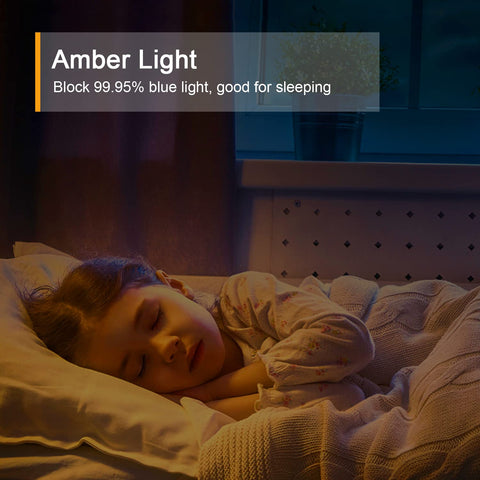 Lyridz Amber Night Light glows softly for a glare-free bedroom ambiance.