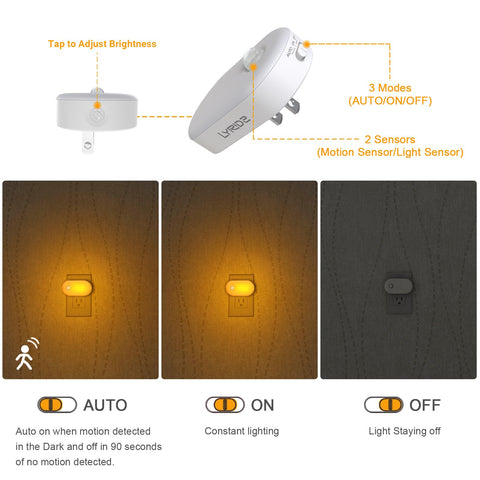 Lyridz Amber Night Light remembers last brightness setting after power stays connected.